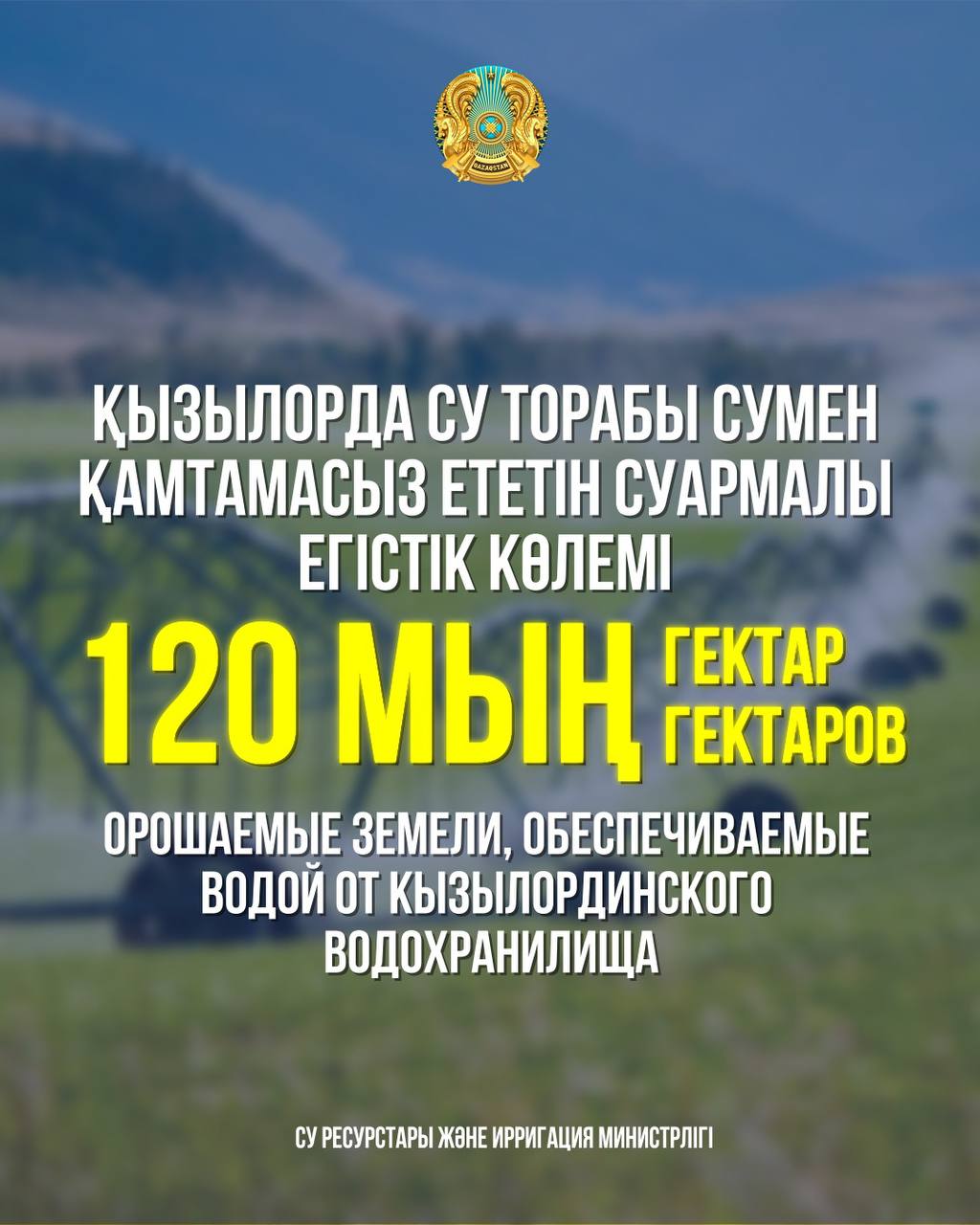 Орошение 120 000 гектаров: ключевая цифра для сельского хозяйства