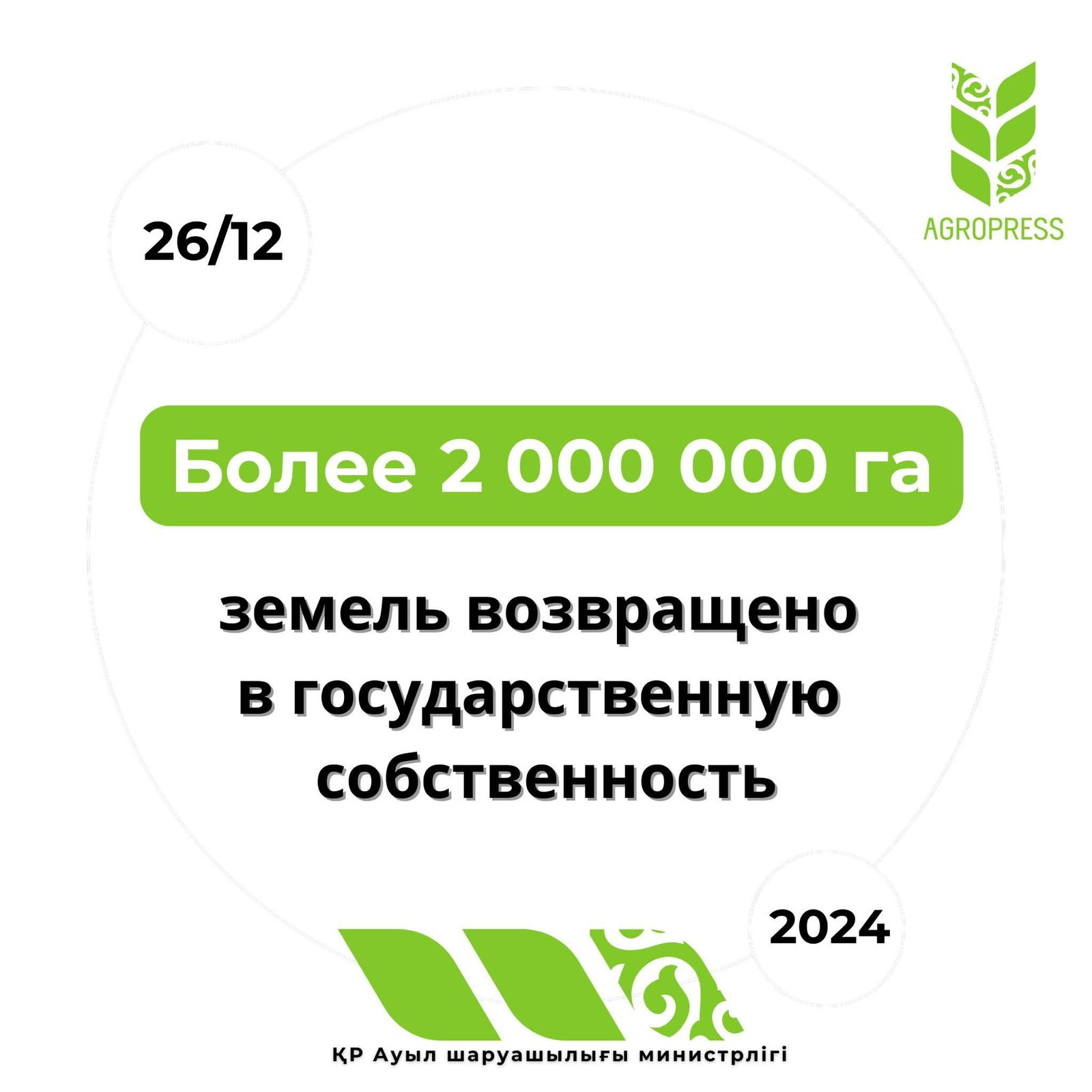 Более 2 млн га земель вернули в государственную собственность в Казахстане